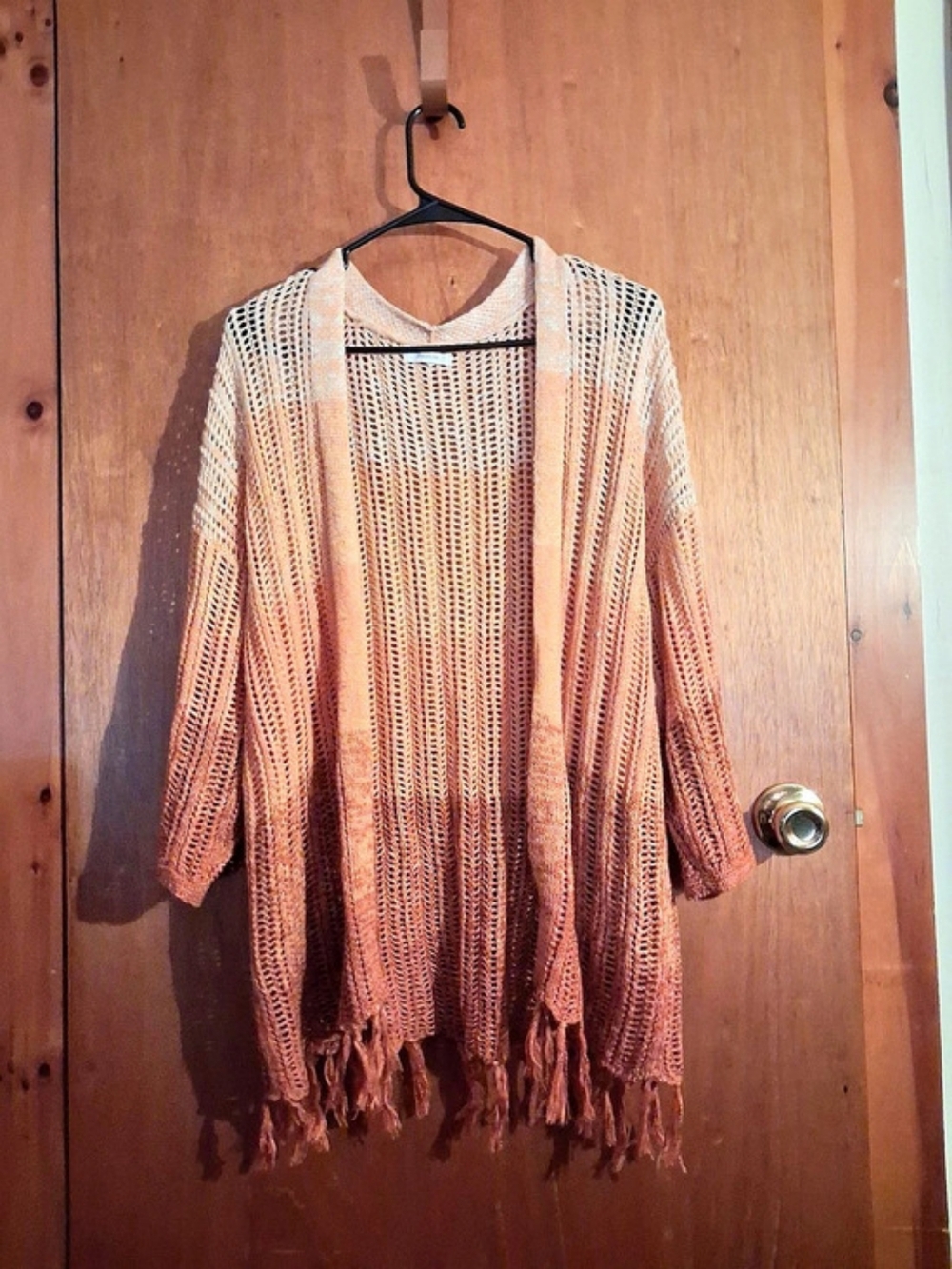 Maurice's Exuberant Coziness Orange Yarn Fringe Longline Cardigan